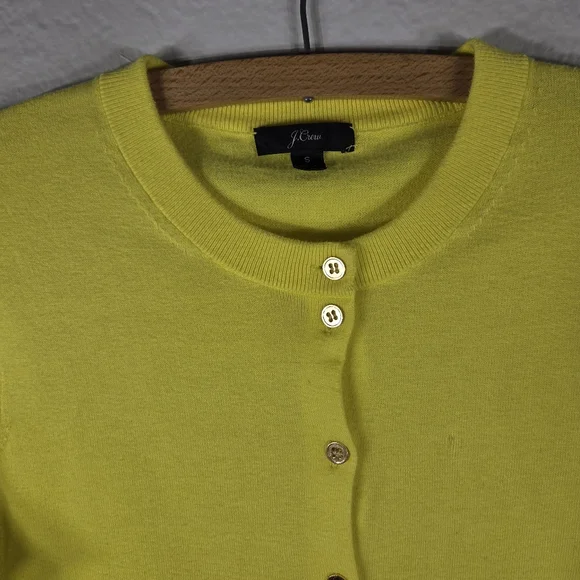 J. Crew Yellow Cardigan Sweater Size S Long Sleeve Button Up Crew Neck Cotton - Picture 5 of 15